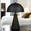 Große Tischleuchte ALFIE in Pilzform aus Metall Schwarz, Höhe 43cm