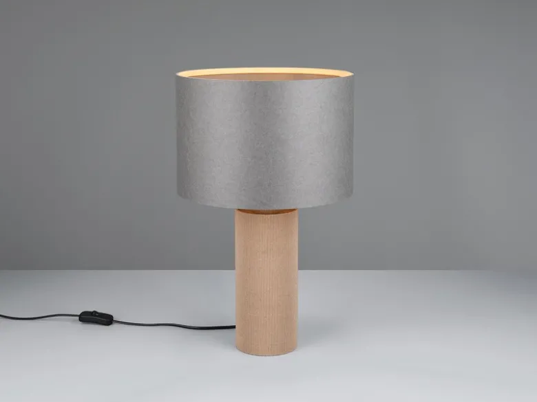 Große Tischleuchte CANIO aus recycelter Pappe und Bambus, Höhe 48cm