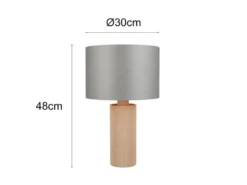 Große Tischleuchte CANIO aus recycelter Pappe und Bambus, Höhe 48cm