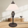 Große Tischleuchte im Landhausstil Rostoptik mit Glasschirm & E14 LED, Höhe 50cm
