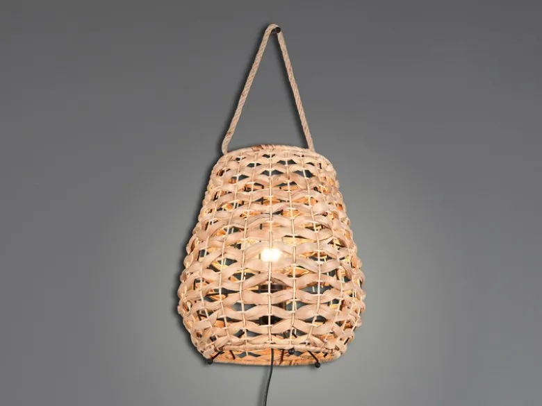 Große Tischleuchte JEAN mit Lampenschirm aus Wasserhyazinthe, Höhe 55cm