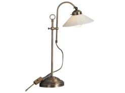 Große Tischleuchte LANDLIFE im Landhausstil mit Glasschirm, max. Höhe 55cm