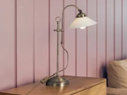 Große Tischleuchte LANDLIFE im Landhausstil mit Glasschirm, max. Höhe 55cm