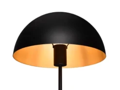 Große Tischleuchte NOLA aus Metall Schwarz, Lampenschirm innen Gold, Höhe 45cm
