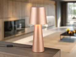 Große Tischleuchte NUBIAN aus Metall Coffeefarbig, Höhe 40cm