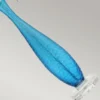 Große Tischleuchte SIGNATURE mit blauem Glasfuß und Stoffschirm in Weiß, H: 85cm