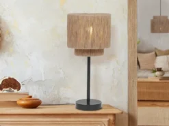 Große Tischleuchte SMILLA aus Jute Natur im Boho Stil, Höhe 45cm