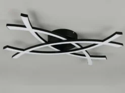 Große Wand- und Deckenleuchte POLLOCK Schwarz mit LED-Elementen Weiß flach 7,5cm