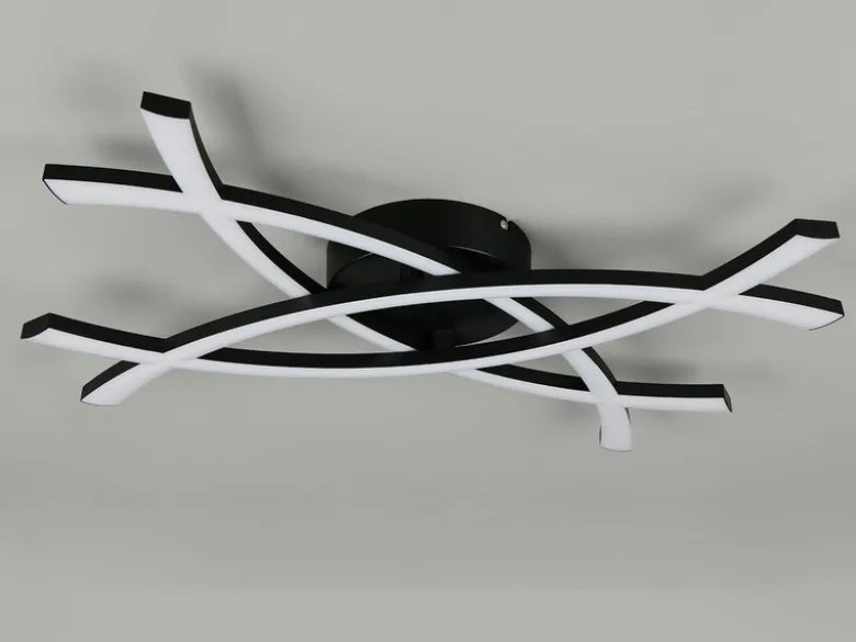 Große Wand- und Deckenleuchte POLLOCK Schwarz mit LED-Elementen Weiß flach 7,5cm