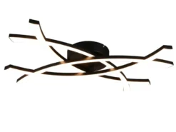 Große Wand- und Deckenleuchte POLLOCK Schwarz mit LED-Elementen Weiß flach 7,5cm