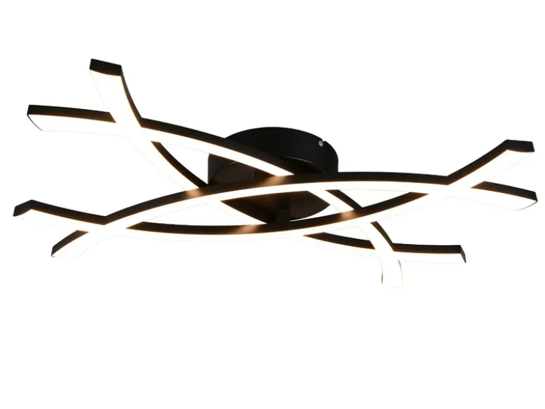 Große Wand- und Deckenleuchte POLLOCK Schwarz mit LED-Elementen Weiß flach 7,5cm