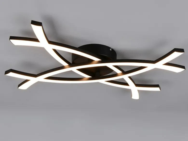 Große Wand- und Deckenleuchte POLLOCK Schwarz mit LED-Elementen Weiß flach 7,5cm