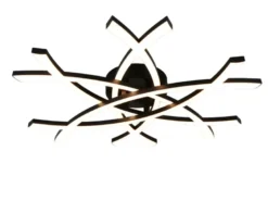 Große Wand- und Deckenleuchte POLLOCK Schwarz drei LED-Elemente Weiß, flach 9cm