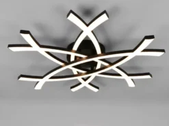Große Wand- und Deckenleuchte POLLOCK Schwarz drei LED-Elemente Weiß, flach 9cm