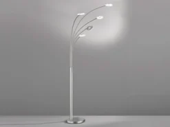 Große XXL LED Bogenlampe DENT dimmbar Design Silber, Höhe 225cm