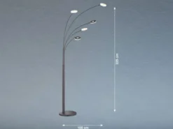 Große XXL LED Bogenlampe DENT dimmbar Design Schwarz, Höhe 225cm