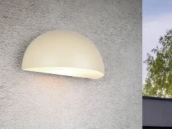 Halbrunde Downlight Außenwandleuchte MAAS Beige, Breite 27cm