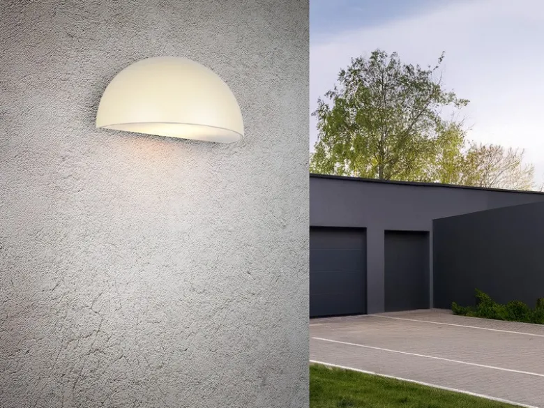 Halbrunde Downlight Außenwandleuchte MAAS Beige, Breite 27cm