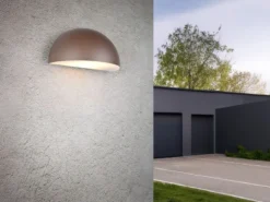 Halbrunde Downlight Außenwandleuchte MAAS Rostbraun, Breite 27cm