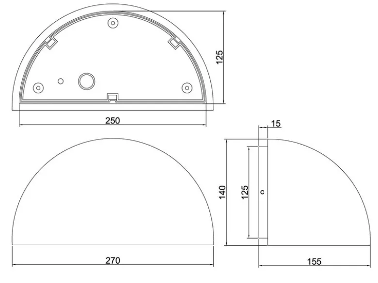 Halbrunde Downlight Außenwandleuchte MAAS Apricot, Breite 27cm