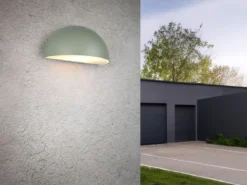Halbrunde LED Downlight Außenwandleuchte Grün, Breite 27cm