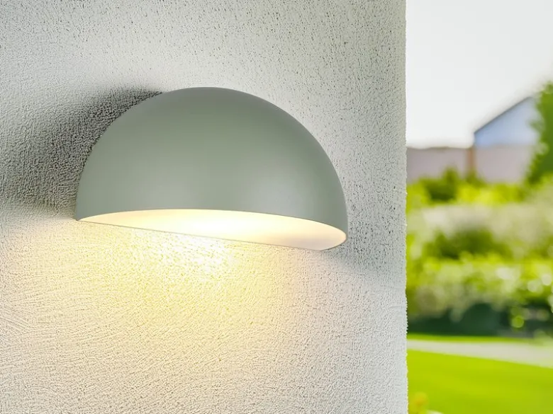 Halbrunde LED Downlight Außenwandleuchte Grün, Breite 27cm