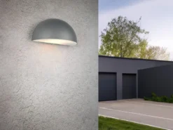 Halbrunde LED Downlight Außenwandleuchte Anthrazit, Breite 27cm