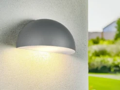 Halbrunde LED Downlight Außenwandleuchte Anthrazit, Breite 27cm