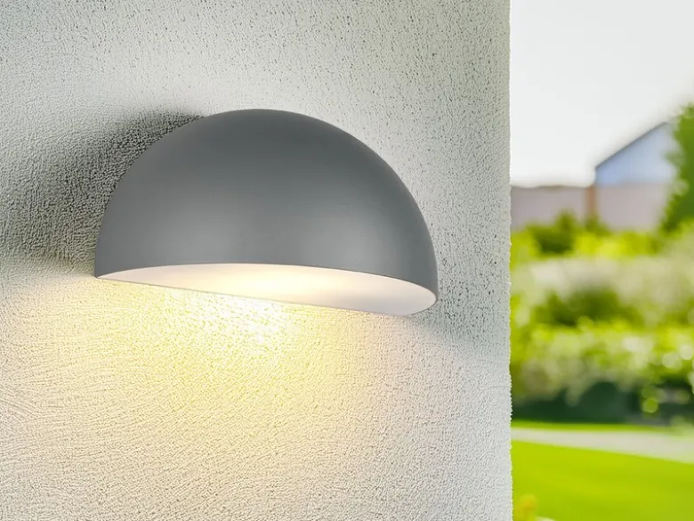 Halbrunde LED Downlight Außenwandleuchte Anthrazit, Breite 27cm
