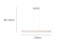 Höhenverstellbare LED Pendelleuchte GALWAY dimmbar, Hellgrau Breite 150cm