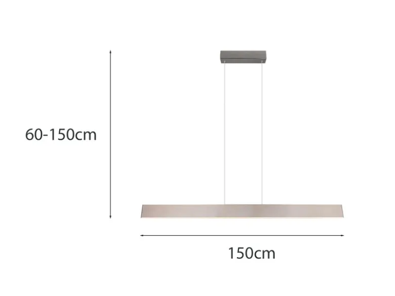 Höhenverstellbare LED Pendelleuchte GALWAY dimmbar, Silber Breite 150cm