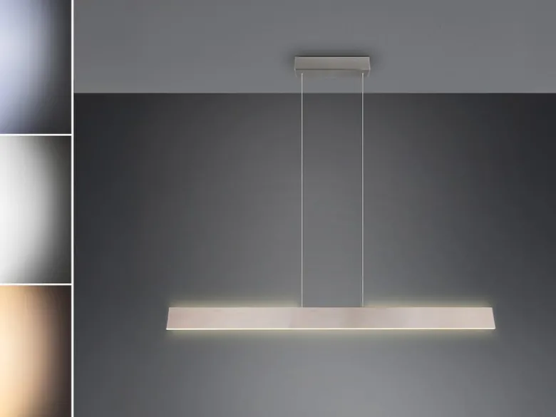 Höhenverstellbare LED Pendelleuchte GALWAY dimmbar, Silber Breite 150cm