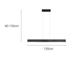Höhenverstellbare LED Pendelleuchte GALWAY dimmbar, Schwarz Breite 150cm