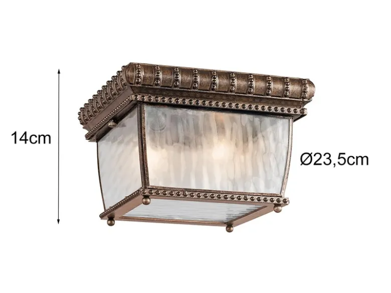 Historische Außen Deckenleuchte VENETIAN RAIN, Bronze Ø23,5cm