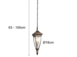 Historische Außen Hängeleuchte VENETIAN RAIN, Bronze Ø18cm