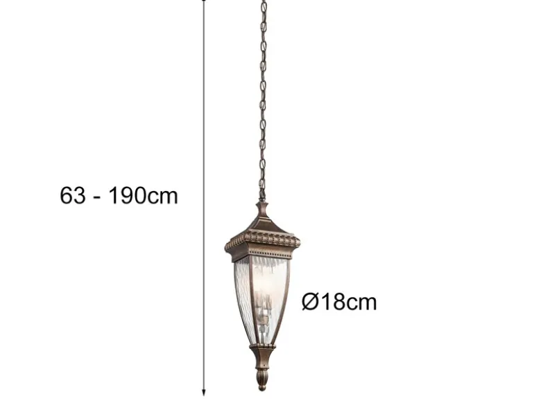 Historische Außen Hängeleuchte VENETIAN RAIN, Bronze Ø18cm