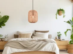 Hängelampe RUNA mit Lampenschirm geflochten aus Sisal, Ø 25cm