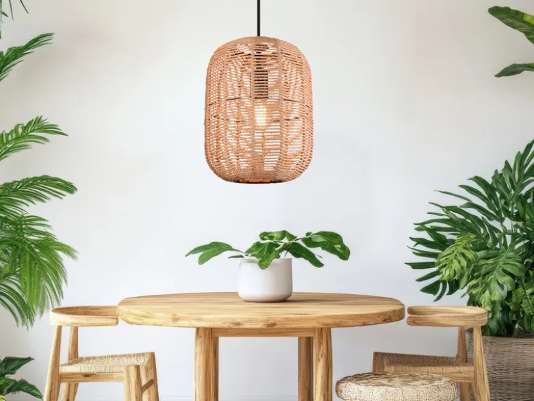 Hängelampe RUNA mit Lampenschirm geflochten aus Sisal, Ø 35cm