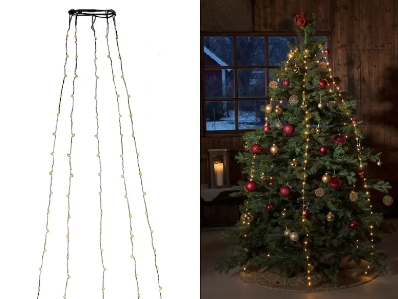 Hängende LED Christbaum Lichterkette 180 bernsteinfarbene LED´s - "Baummantel"