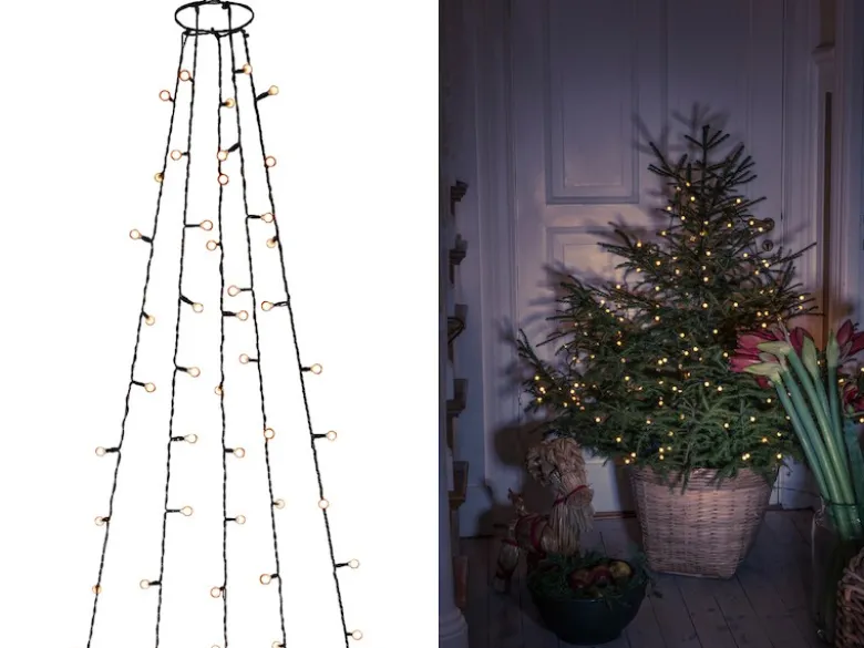 Hängende LED Christbaum Lichterkette 150 bernsteinfarbene LED´s - "Baummantel"