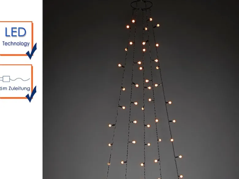 Hängende LED Christbaum Lichterkette 250 bernsteinfarbene LED´s - "Baummantel"