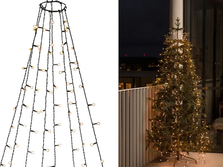 Hängende LED Christbaum Lichterkette 240 bernsteinfarbene LED´s - "Baummantel"
