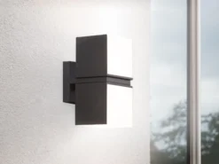 Hochwertige LED Außenwandleuchten 2er SET mit Lichtwürfel, dreh & schwenkbar