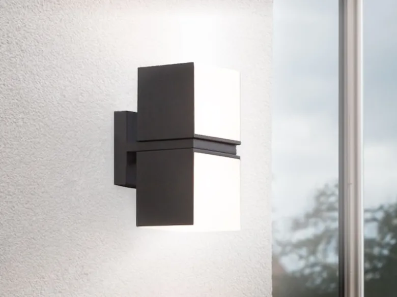 Hochwertige LED Außenwandleuchten 2er SET mit Lichtwürfel, dreh & schwenkbar