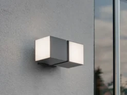 Hochwertige LED Außenwandleuchten 2er SET mit Lichtwürfel, dreh & schwenkbar