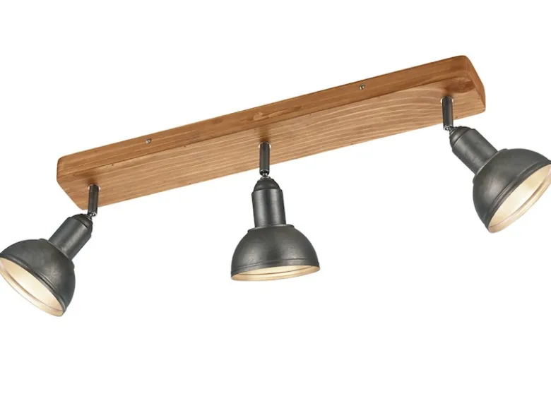 Holzbalken Deckenstrahler DELHI Silber Antik 3-flammig, Breite 58cm