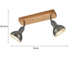 Holzbalken Deckenstrahler DELHI Silber Antik 2-flammig, Breite 33cm