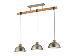 Holzbalken Pendelleuchte DELHI 3-flammig lang, Höhe 150 - 210cm, Breite: 107,5cm