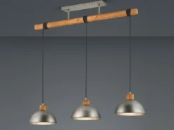 Holzbalken Pendelleuchte DELHI 3-flammig lang, Höhe 150 - 210cm, Breite: 107,5cm