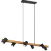Holzbalken Pendelleuchte MARLEY 6-flammig lang Schwarz, Breite 115cm